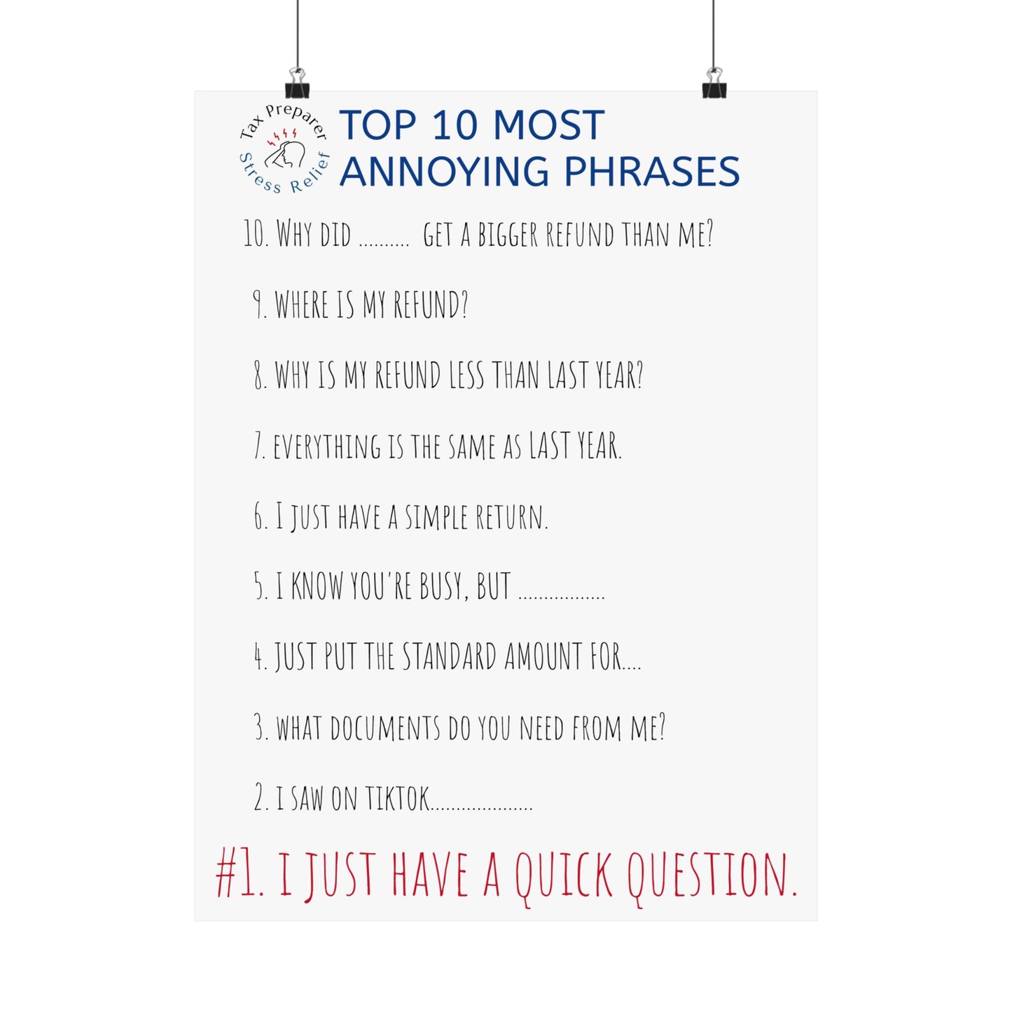 Top 10 Most Annoying Phrases - Matte Vertical Posters