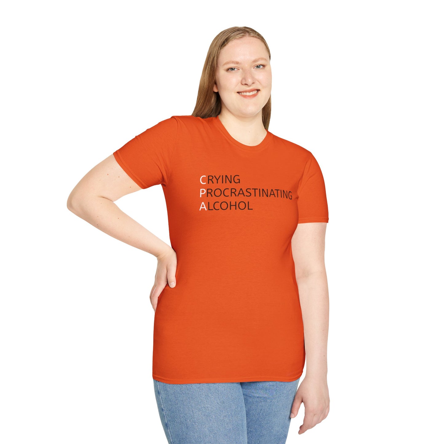 Funny CPA Unisex T-Shirt - Crying, Procrastination, Alcohol Humor