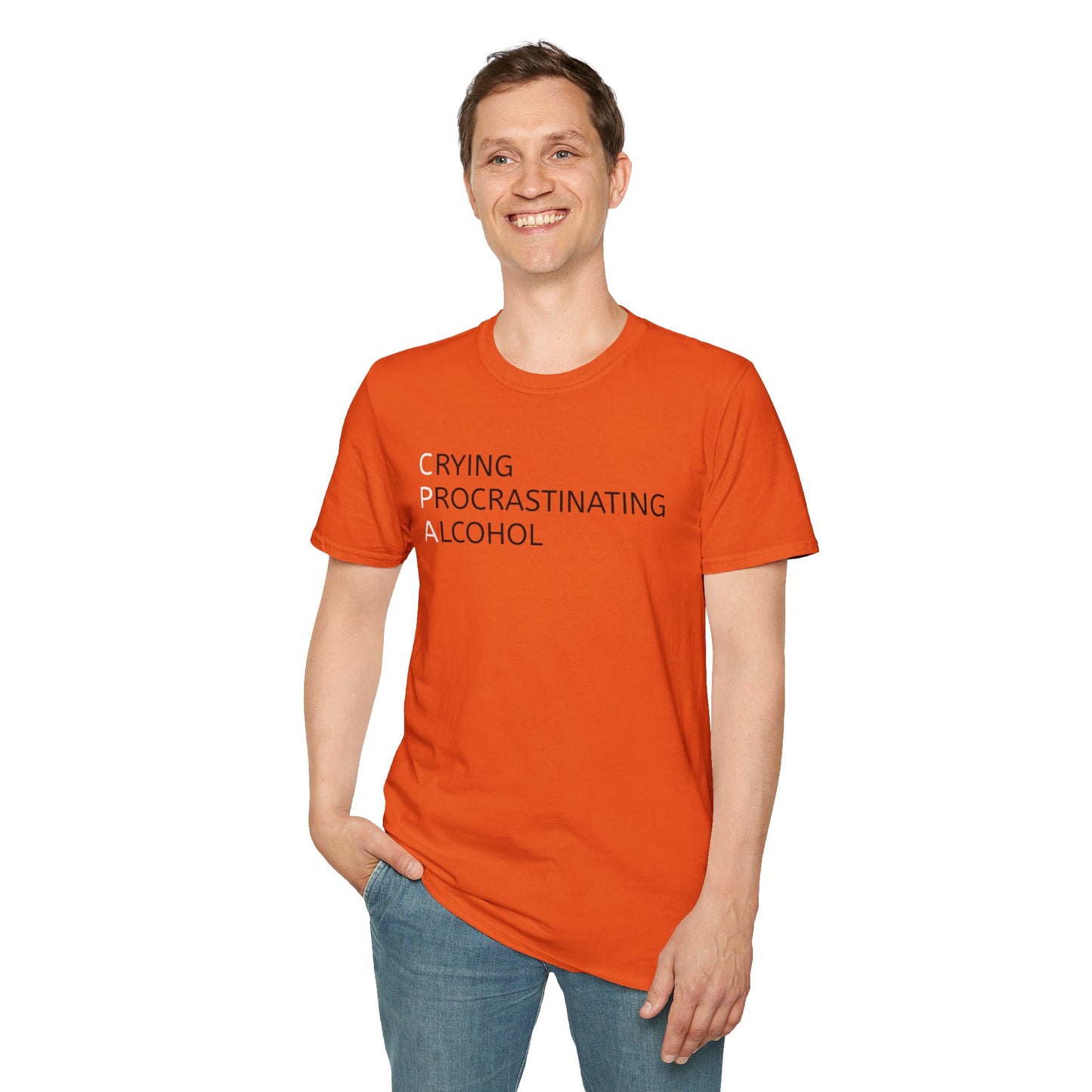 Funny CPA Unisex T-Shirt - Crying, Procrastination, Alcohol Humor